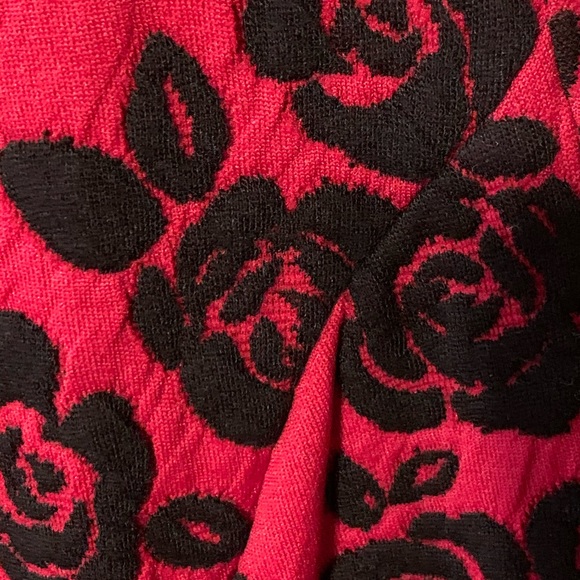 2X Crimson Embroidered Black Roses Dress NWT - Picture 6 of 11